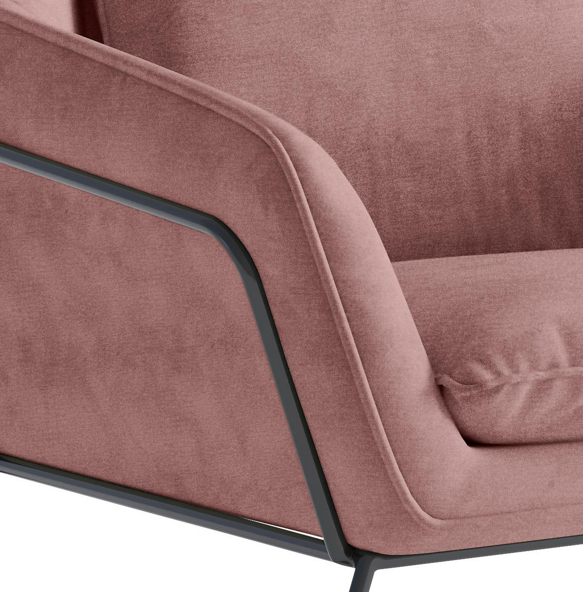 SESSEL in Flachgewebe Altrosa  - Schwarz/Altrosa, Design, Textil/Metall (78/85/85cm) - Livetastic