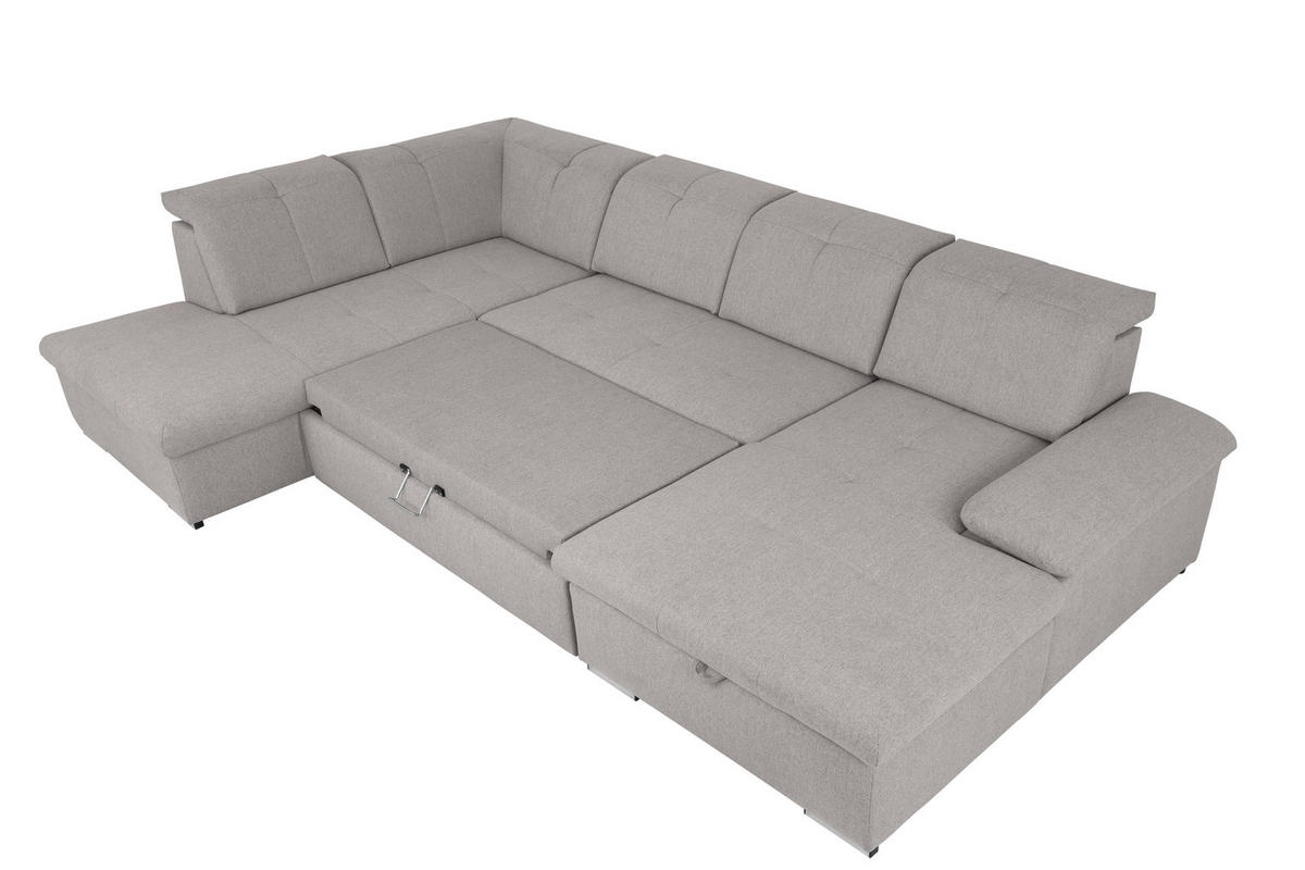 WOHNLANDSCHAFT in Hellgrau  - Hellgrau/Grau, Design, Textil/Metall (215/328/173cm) - MID.YOU