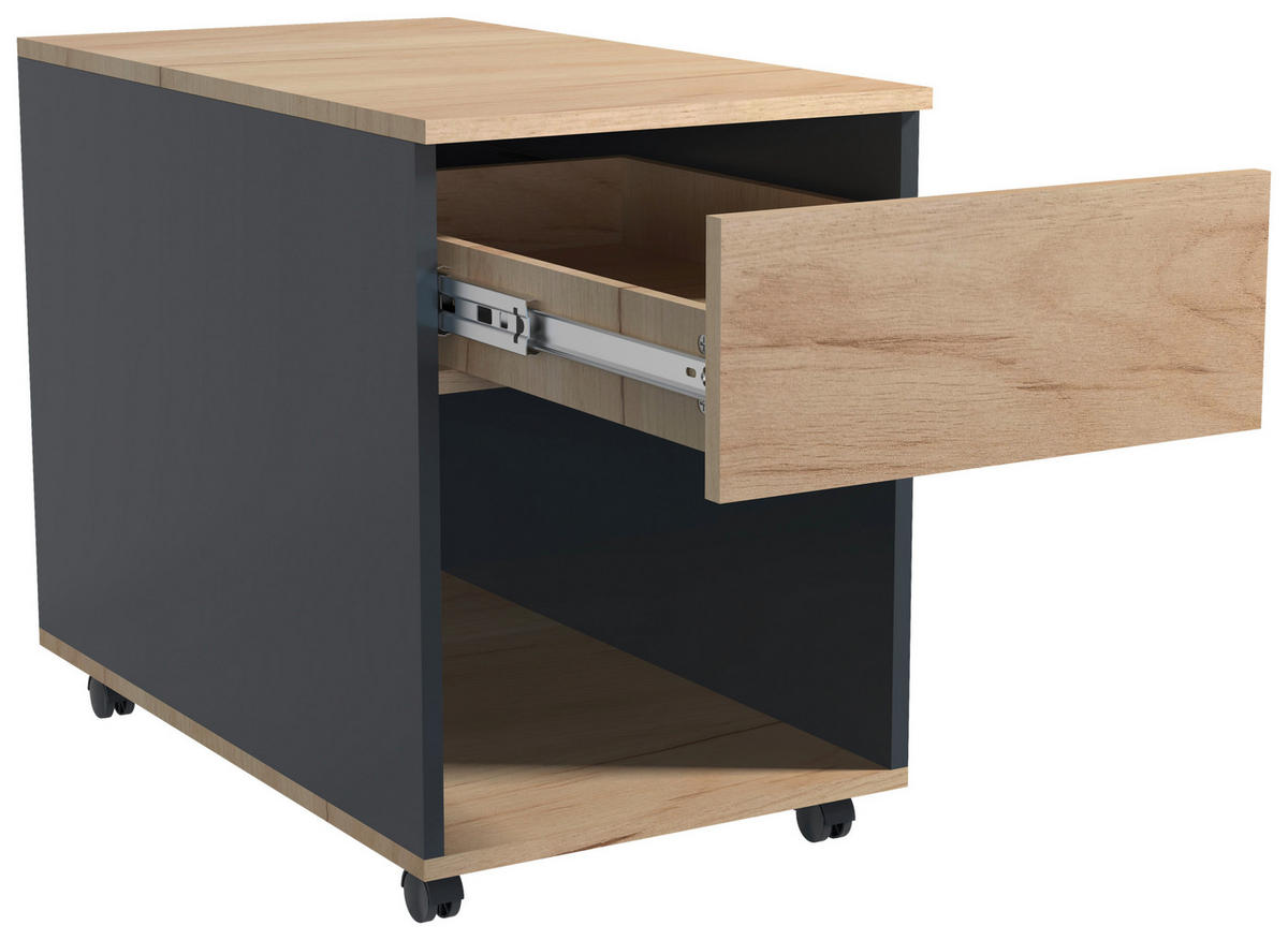 ROLLCONTAINER 39/55/70 cm  - Honigeiche/Anthrazit, Modern, Holzwerkstoff/Kunststoff (39/55/70cm) - MID.YOU