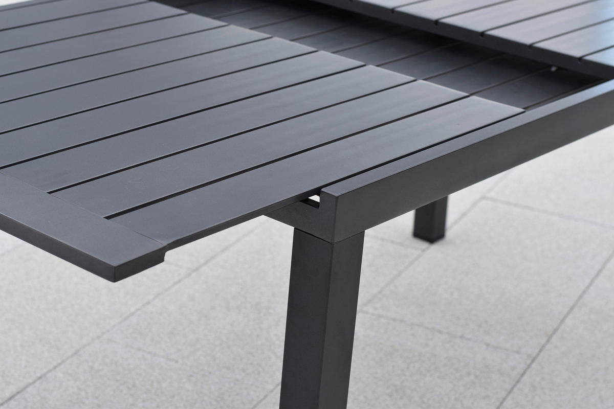 GARTENTISCHGRUPPE beschichtet Aluminium  - Graphitfarben/Grau, KONVENTIONELL, Kunststoff/Textil - Gardenson