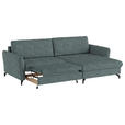 ECKSOFA in Flachgewebe, Leinenoptik Blau  - Blau/Schwarz, Design, Textil/Metall (242/170cm) - Xora