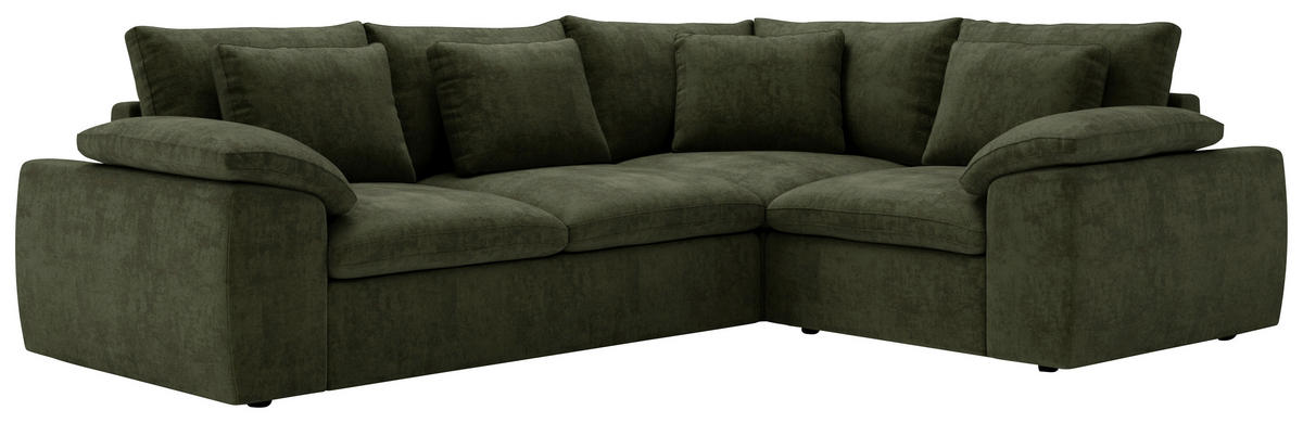 ECKSOFA Chenille Grün  - Schwarz/Grau, Design, Kunststoff/Textil (289/216cm) - Livetastic