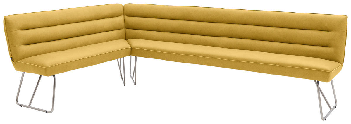 ECKBANK 174/284 cm  in Gelb, Edelstahlfarben  - Edelstahlfarben/Gelb, Design, Textil/Metall (174/284cm) - Dieter Knoll