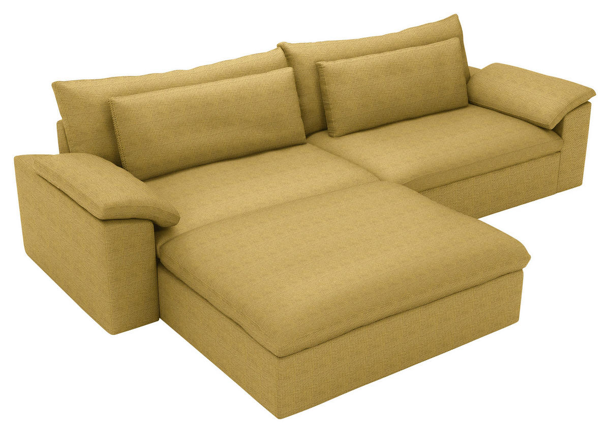 ECKSOFA  Chenille Currygelb  - Currygelb/Schwarz, Modern, Kunststoff/Textil (198/306cm) - Carryhome