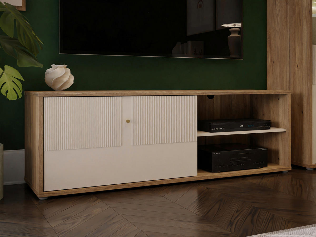 KOMODA POD TELEVIZI, pískové barvy, 154,2/51,1/42 cm - pískové barvy, Design, kompozitní dřevo (154,2/51,1/42cm) - Xora