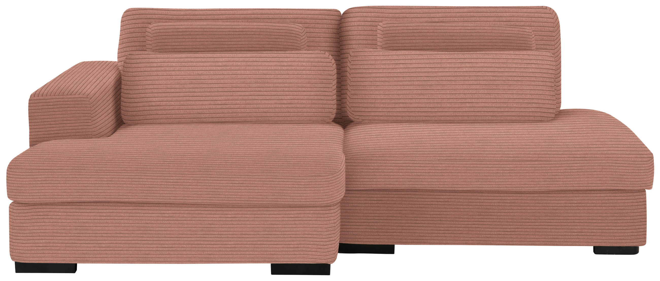 ECKSOFA in Cord, Velours Aprikose  - Aprikose/Schwarz, Design, Kunststoff/Textil (158/223cm) - Lomoco