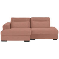 ECKSOFA in Cord, Velours Aprikose  - Aprikose/Schwarz, Design, Kunststoff/Textil (158/223cm) - Lomoco