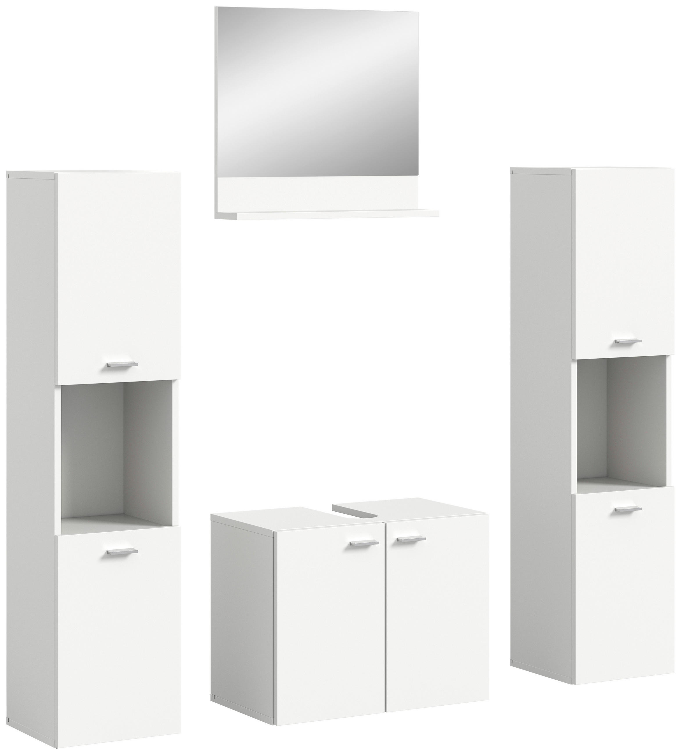 BADEZIMMER 4-teilig in - Silberfarben/Weiß, MODERN, Glas/Holzwerkstoff (117cm) - MID.YOU