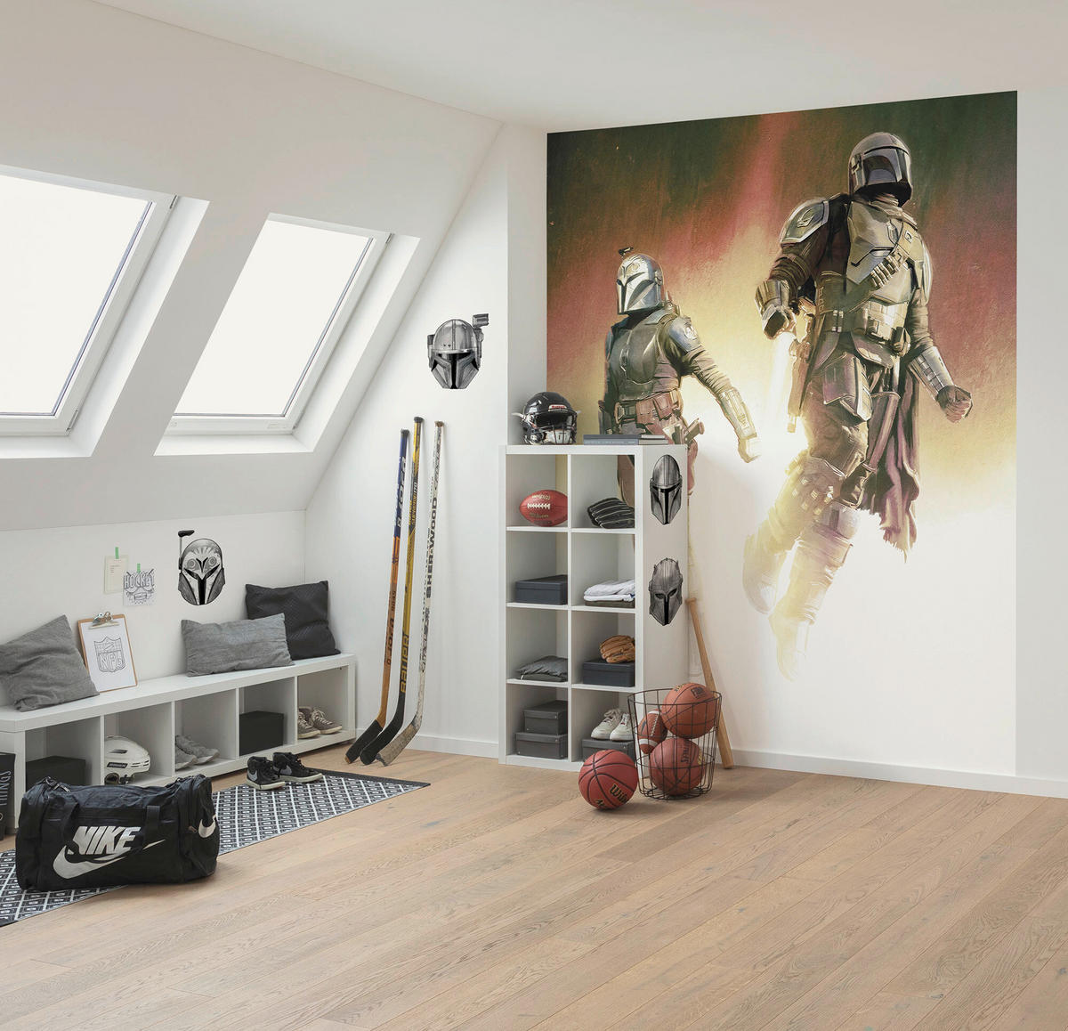 FOTOTAPETE THE MANDALORIAN FLIGHT  - Grau, Design, Textil (200/250cm) - Star Wars