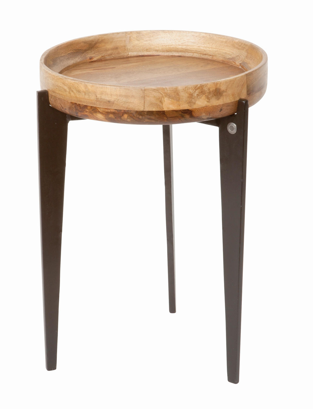 BEISTELLTISCH 40/40/56 cm Mangoholz massiv Naturfarben, Schwarz rund  - Schwarz/Naturfarben, Design, Holz/Metall (40/40/56cm) - MID.YOU