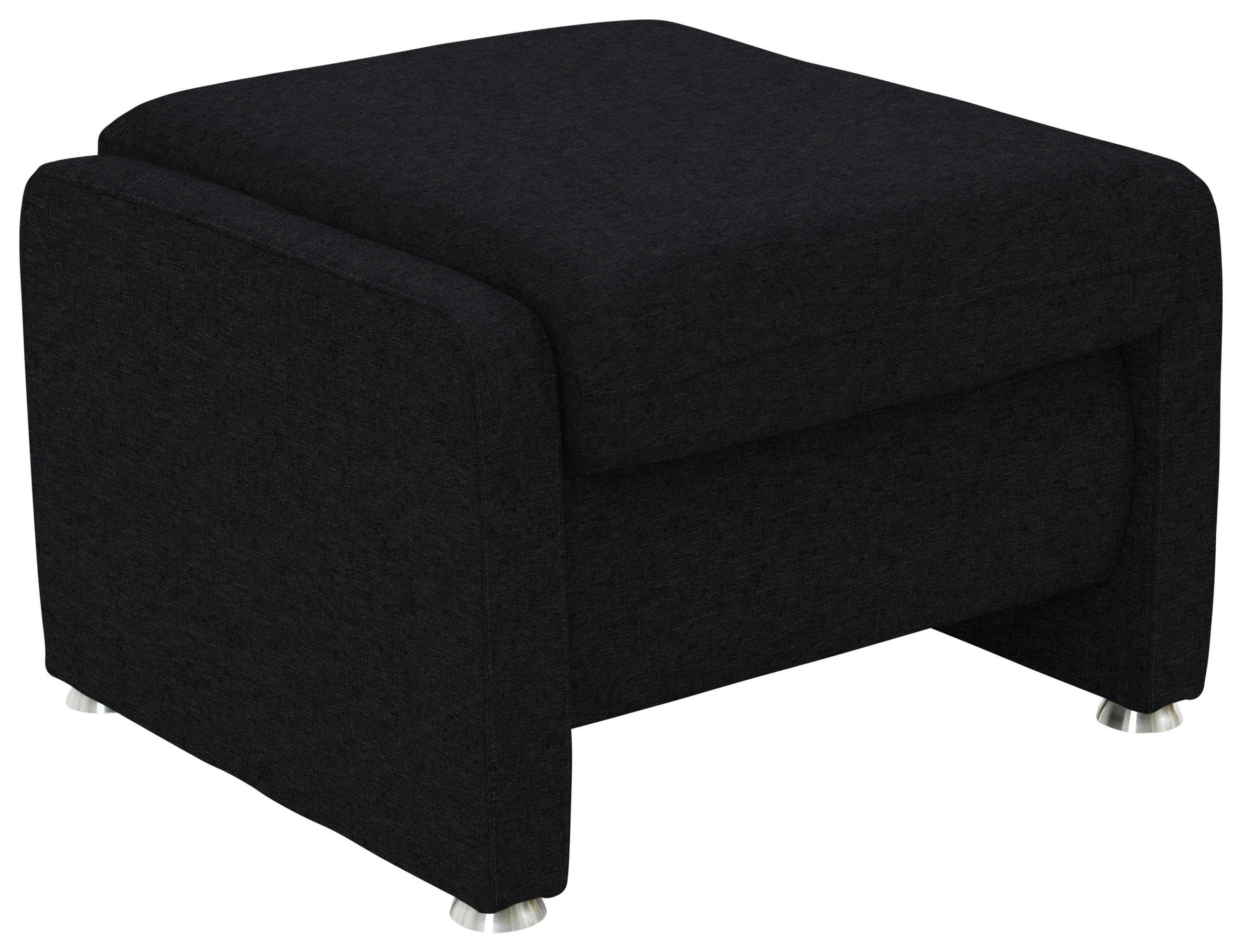 HOCKER Textil Anthrazit  - Anthrazit/Alufarben, Konventionell, Textil/Metall (67/44/58cm) - Beldomo Comfort