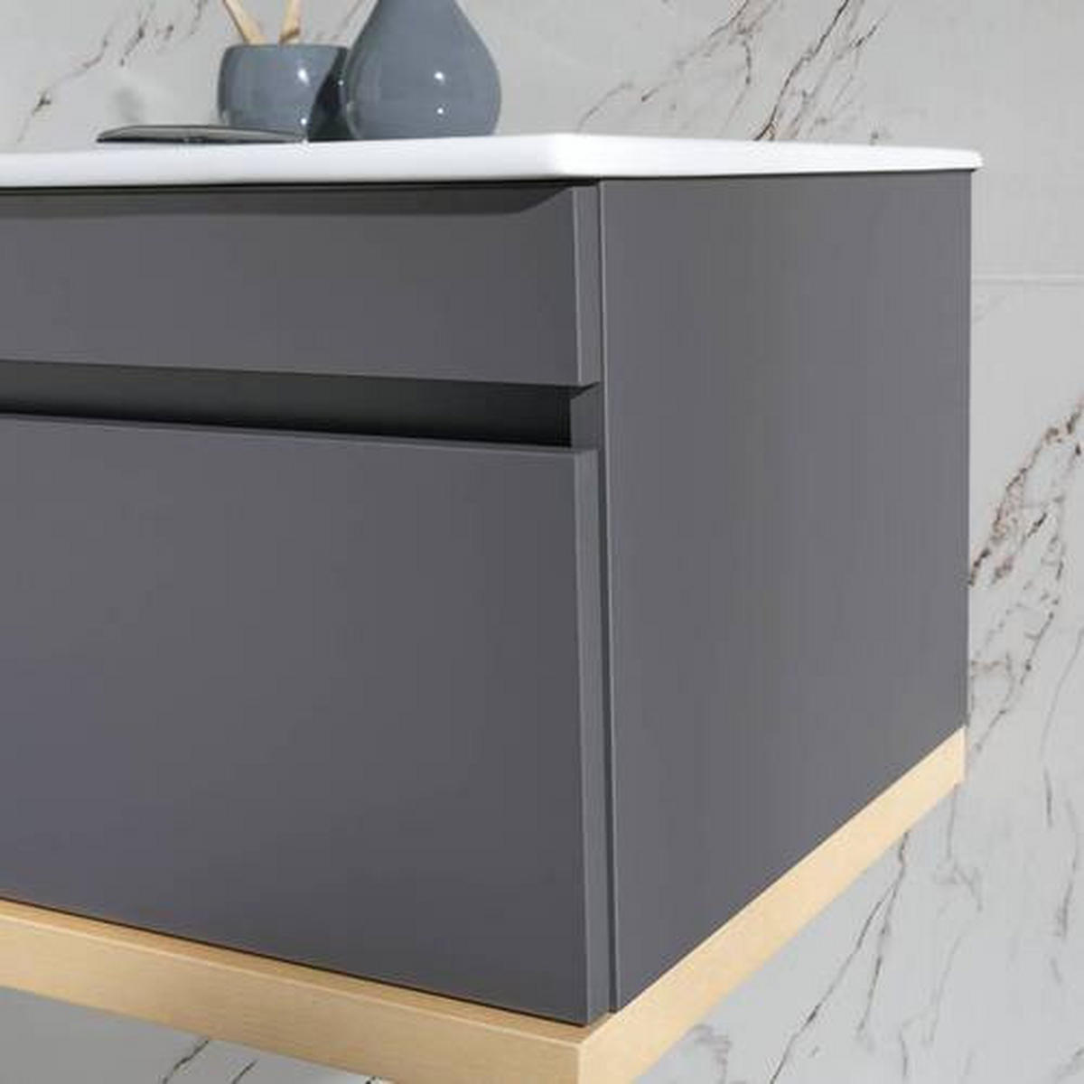 SALLE DE BAIN  in 207 cm  - Weiss/Graubraun, Modern, Glas/Holz (207cm) - Novel