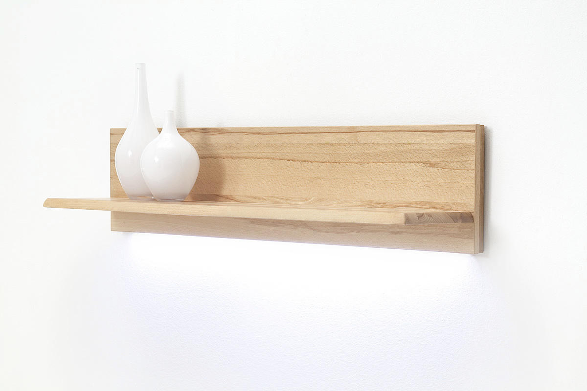 WOHNWAND La Paz  in Buchefarben  303/209/51 cm  - Silberfarben/Buchefarben, Design, Glas/Holz (303/209/51cm) - Livetastic