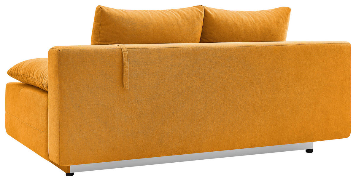 SCHLAFSOFA LUMOS Samt Gelb  inkl. Rückenkissen, Armlehnenkissen, Schlaffunktion, Rücken echt, Stauraum  - Gelb/Naturfarben, Design, Textil (206/96/96cm) - P & B