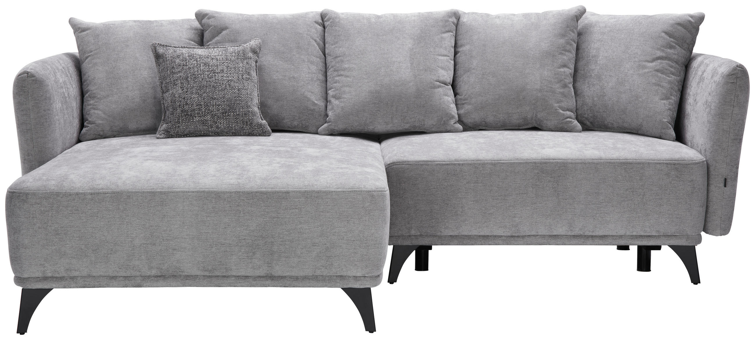 ECKSOFA Grau Chenille  - Schwarz/Grau, LIFESTYLE, Textil/Metall (172/255cm) - Carryhome