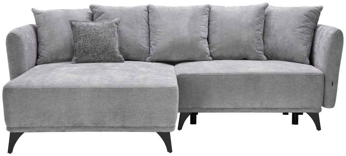 ECKSOFA Grau Chenille  - Schwarz/Grau, LIFESTYLE, Textil/Metall (172/255cm) - Carryhome