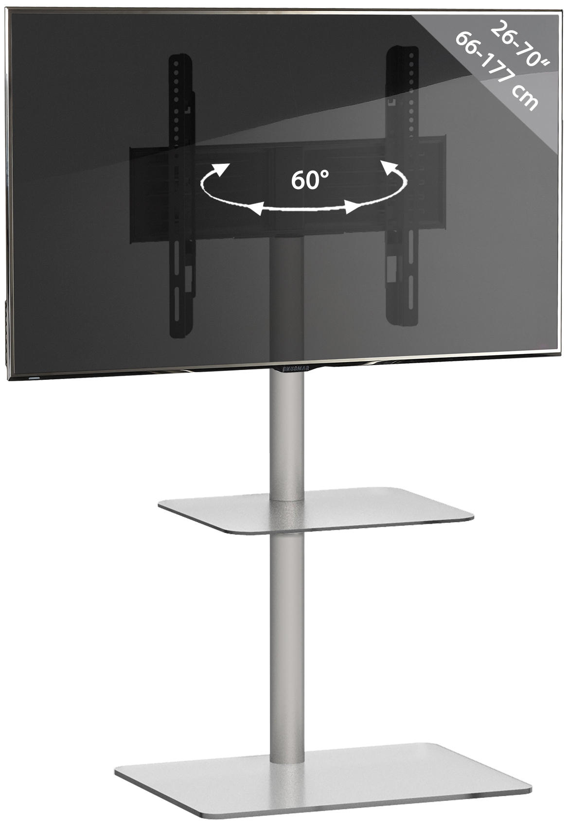 TV-RACK Metall, Glas Klar, Silberfarben  - Klar/Silberfarben, Basics, Glas/Metall (60/100/45cm) - MID.YOU
