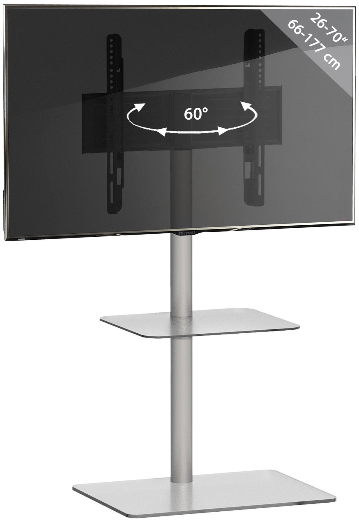 TV-RACK - Klar/Silberfarben, Basics, Glas/Metall (60/100/45cm) - MID.YOU