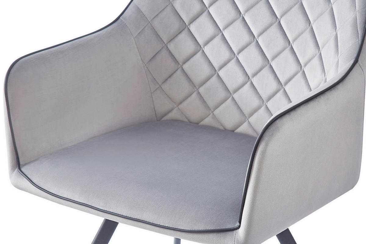 ARMLEHNSTUHL  in Samt  - Grau, MODERN, Textil/Metall (58/85/64,5cm) - Kayoom