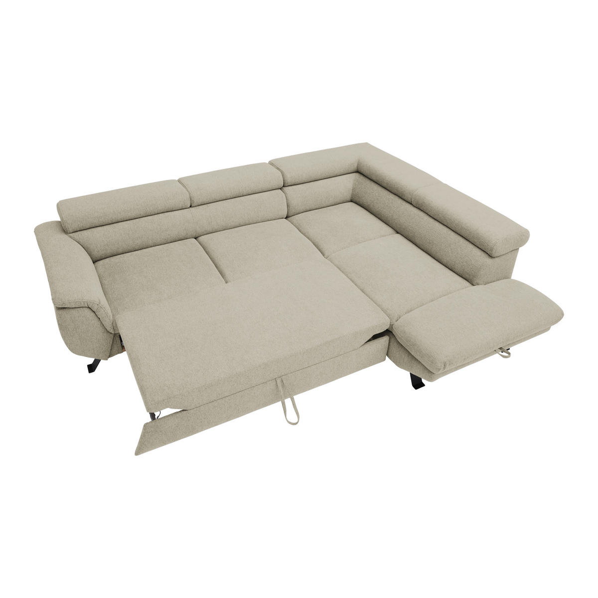 HÖRNSOFFA i vävt tyg greige  - greige/svart, Modern, metall/textil (257/198cm) - MID.YOU