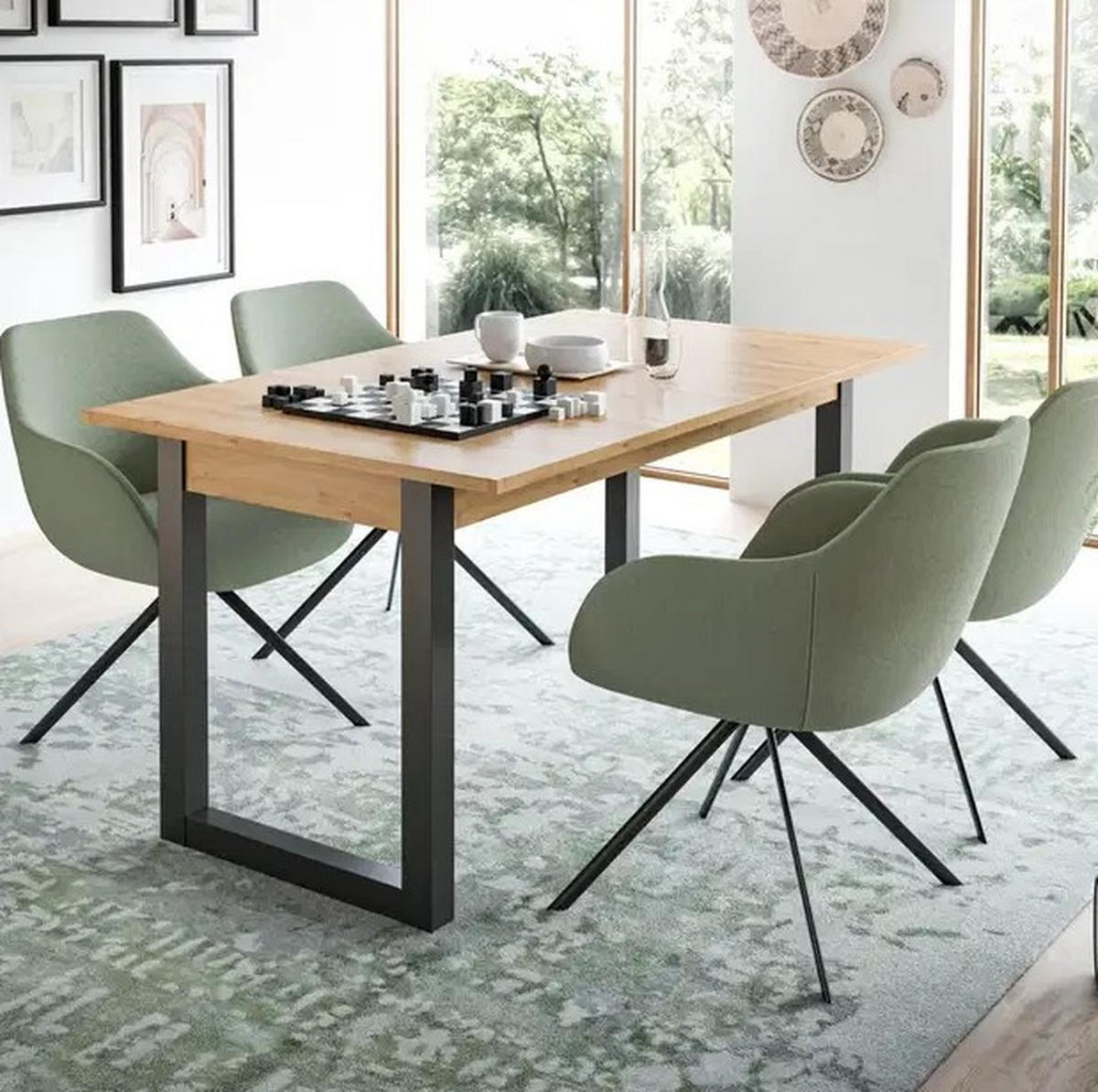 AUSZIEHTISCH Eiche Artisan rechteckig  ausziehbar  - Anthrazit/Eiche Artisan, KONVENTIONELL, Holzwerkstoff (150-190cm) - MID.YOU