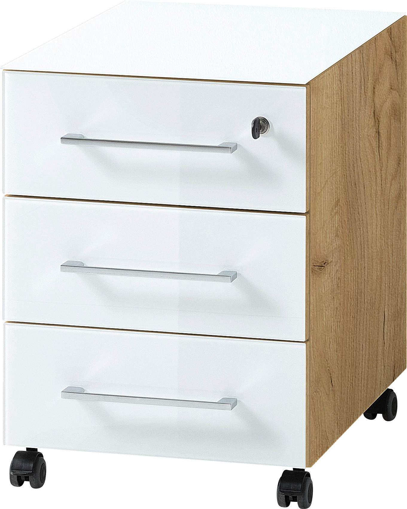 Novel Rollcontainer GW-Monteria Weiß, Eiche 40x55x50 cm