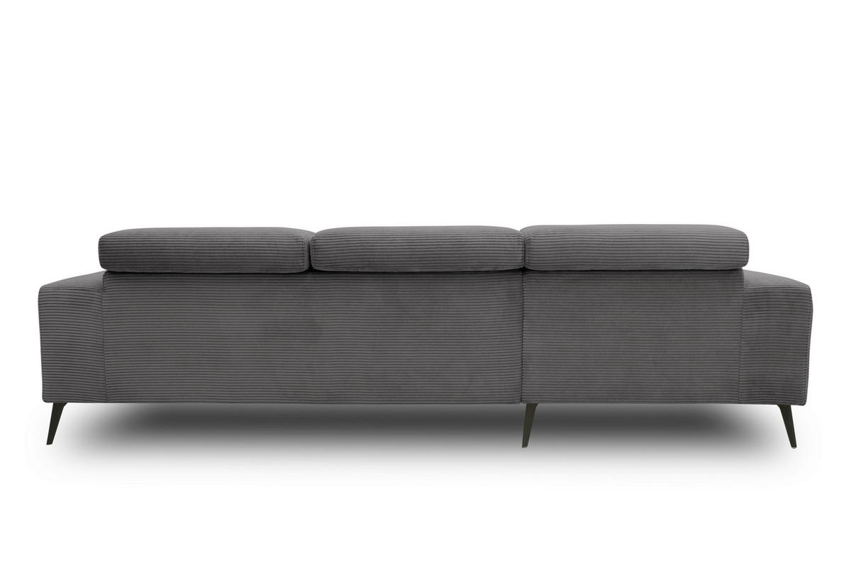 ECKSOFA TRENTO Grau Mikrofaser  - Dunkelgrau/Schwarz, MODERN, Textil/Metall (287/175cm) - MID.YOU