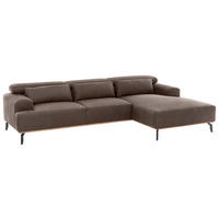 ECKSOFA Taupe Mikrofaser  - Taupe/Schwarz, MODERN, Textil/Metall (285/174cm) - MID.YOU