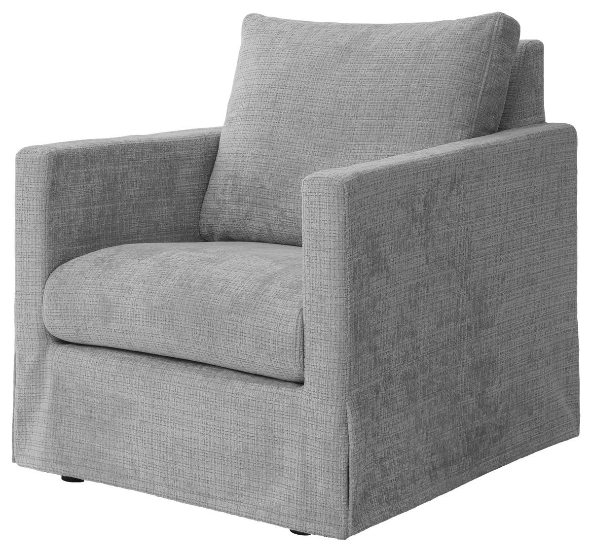 SESSEL in Chenille Hellgrau  - Hellgrau/Schwarz, Design, Kunststoff/Textil (84/89/95cm) - P & B