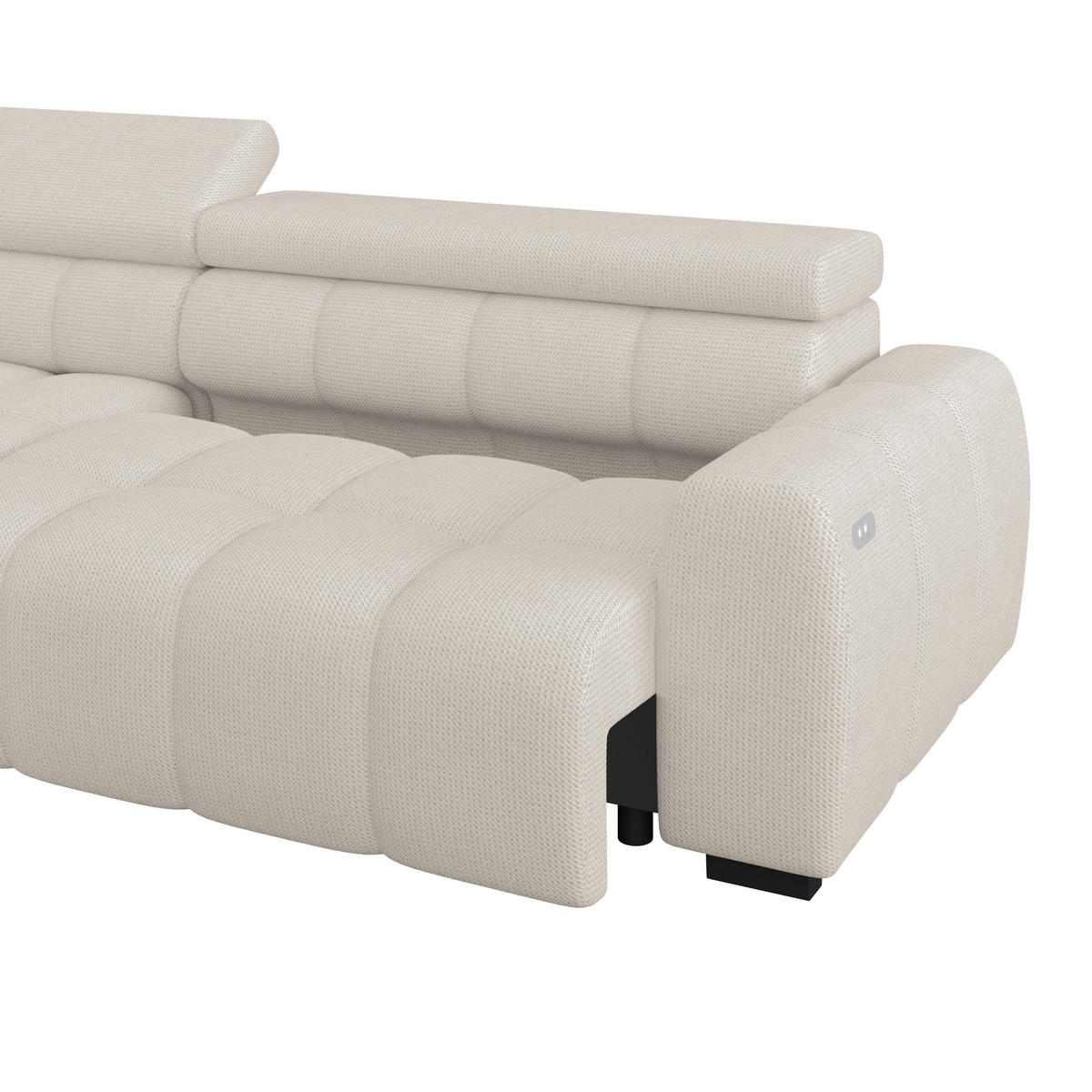 ECKSOFA Creme Webstoff  - Creme/Schwarz, Trend, Kunststoff/Textil (168/285cm) - Livetastic
