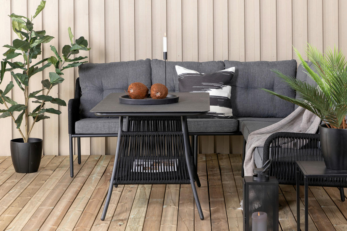 DINING-LOUNGESET 173/196 cm Stahl  - Schwarz, KONVENTIONELL, Metall (173/196cm) - Gardenson