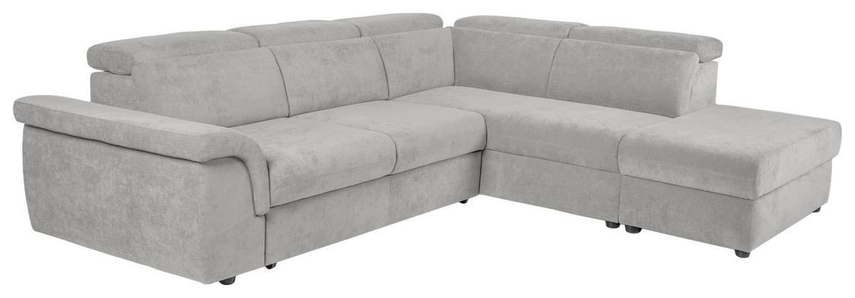 ECKSOFA Hellgrau Flachgewebe  - Hellgrau/Schwarz, KONVENTIONELL, Kunststoff/Textil (280/235cm) - Carryhome