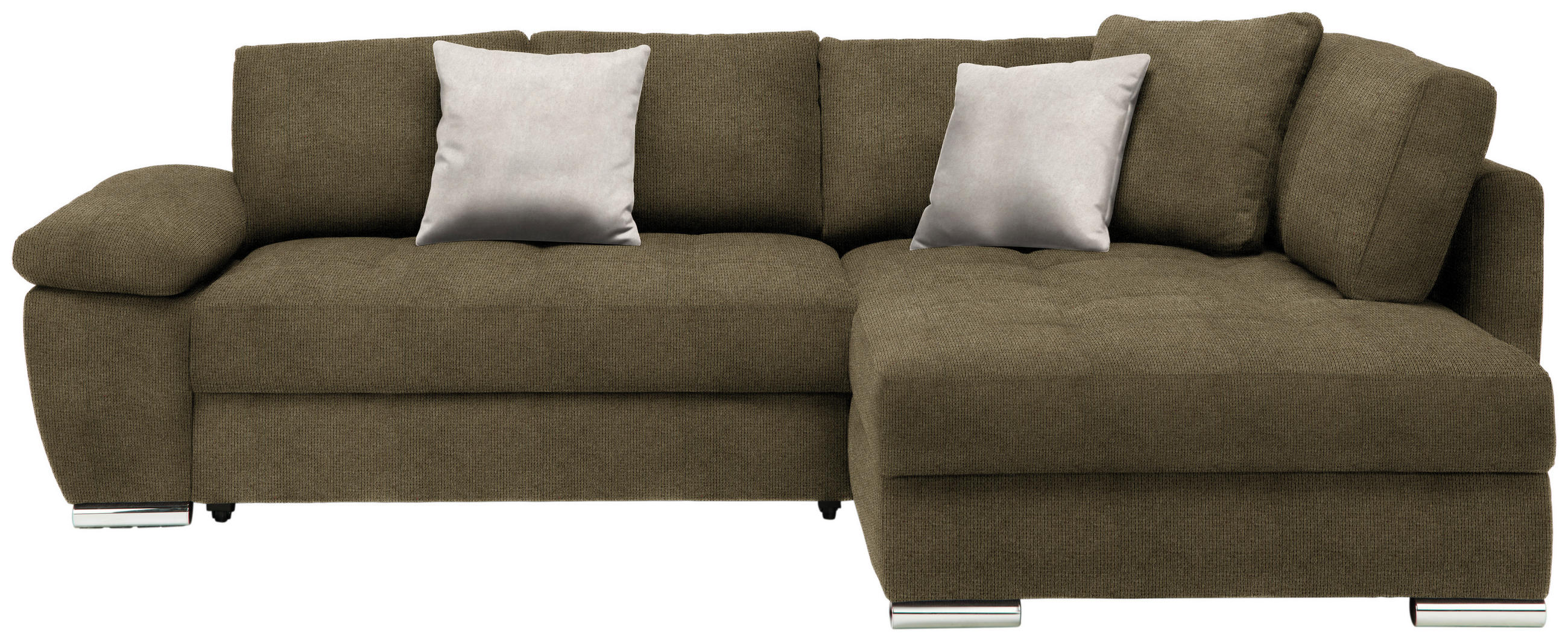 ECKSOFA in Webstoff Olivgrün  276/212 cm  - Chromfarben/Hellgrau, Design, Kunststoff/Textil (276/212cm) - Carryhome