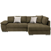 ECKSOFA in Webstoff Olivgrün  276/212 cm  - Chromfarben/Hellgrau, Design, Kunststoff/Textil (276/212cm) - Carryhome