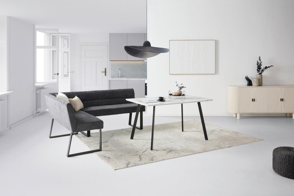 ECKBANK 150/190 cm  in Dunkelgrau  - Dunkelgrau/Schwarz, KONVENTIONELL, Textil/Metall (150/190cm) - MID.YOU