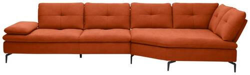 ECKSOFA in Flachgewebe Terracotta  - Terracotta/Schwarz, Design, Textil/Metall (344/157cm) - Chilliano