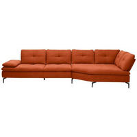 ECKSOFA in Flachgewebe Terracotta  - Terracotta/Schwarz, Design, Textil/Metall (344/157cm) - Chilliano