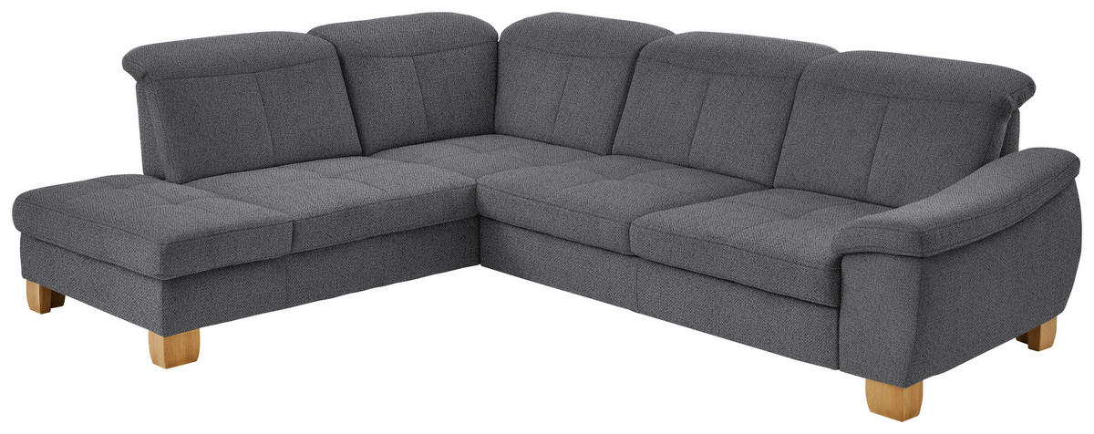 ECKSOFA in Flachgewebe Grau  - Wildeiche/Grau, Natur, Holz/Textil (243/301cm) - Voleo