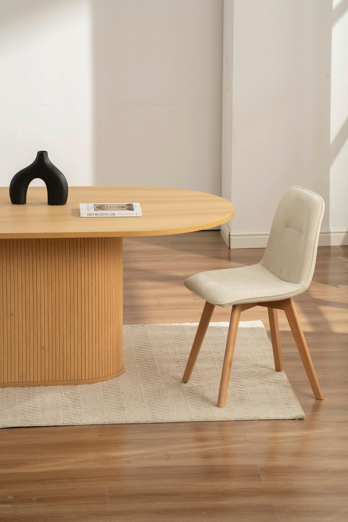 STUHL   Leinenoptik  Buchefarben, Beige  - Eichefarben/Beige, Modern, Holz/Textil (45/88/54cm) - Stylife