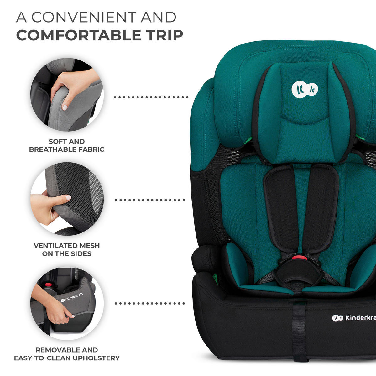 KINDERAUTOSITZ Comfort Up i-Size  - Petrol/Schwarz, Basics, Kunststoff (44/84/49cm) - kinderkraft