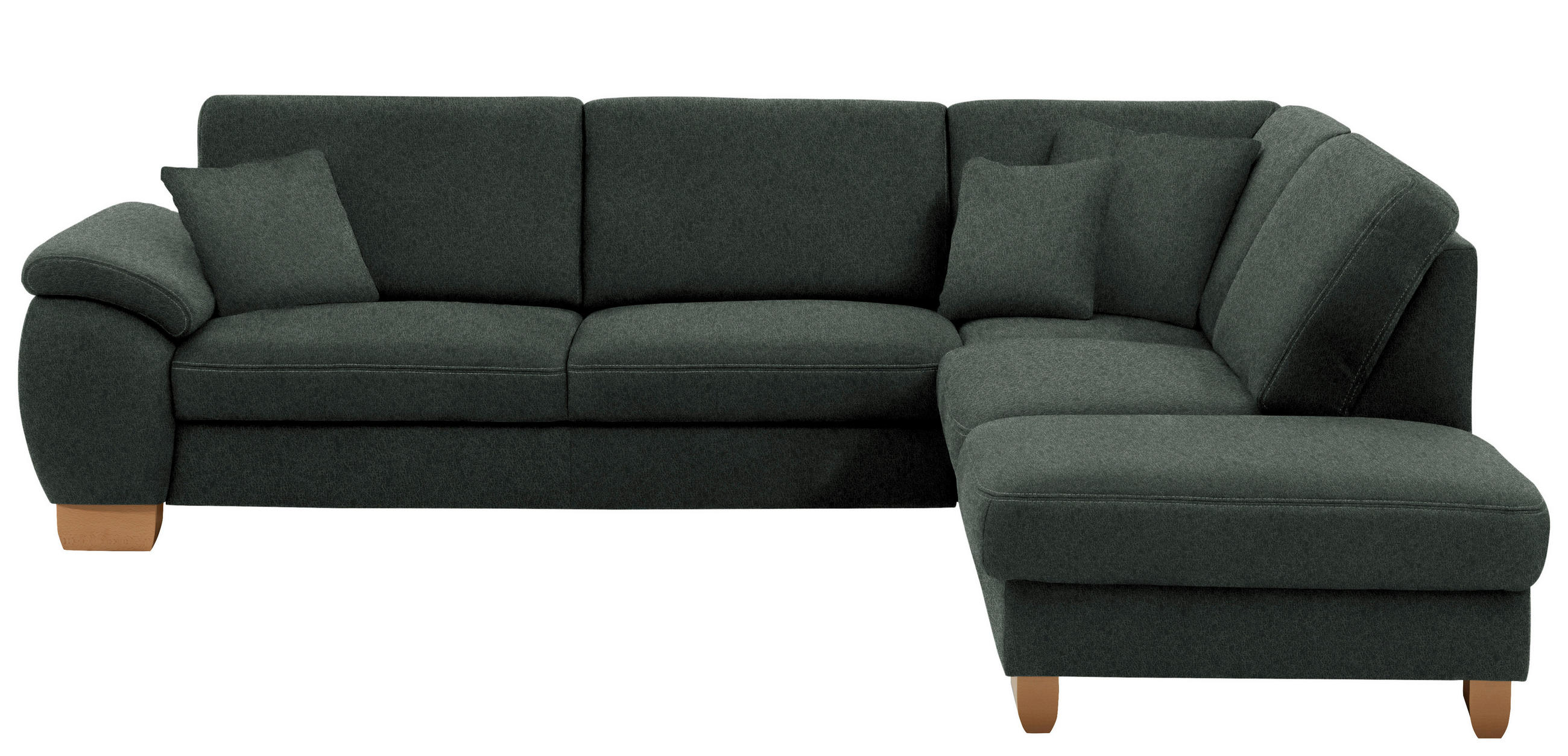 ECKSOFA in Mikrofaser Dunkelgrau  - Wildeiche/Dunkelgrau, Natur, Holz/Textil (286/236cm) - Voleo