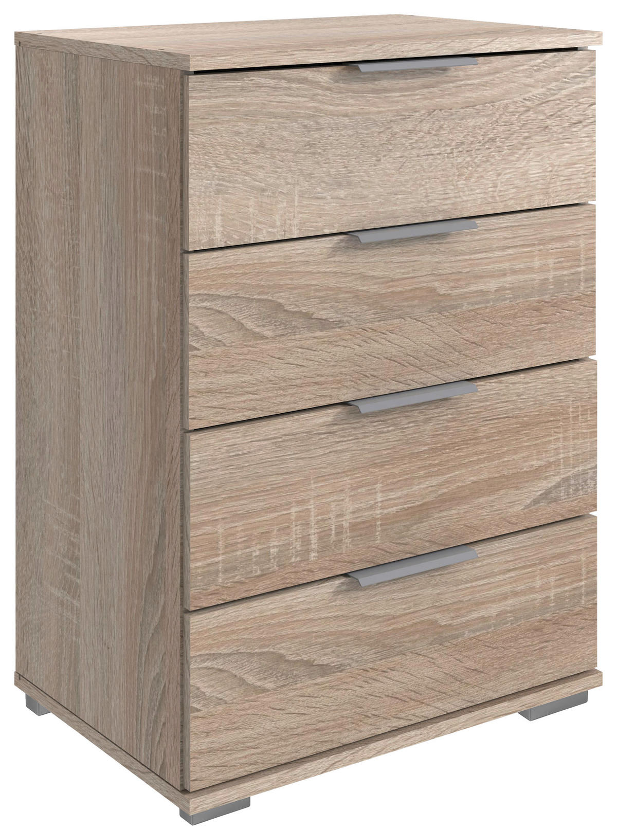 NACHTSCHRANK 52/74/38 cm  - Eichefarben/Alufarben, Design, Holzwerkstoff/Kunststoff (52/74/38cm) - Livetastic