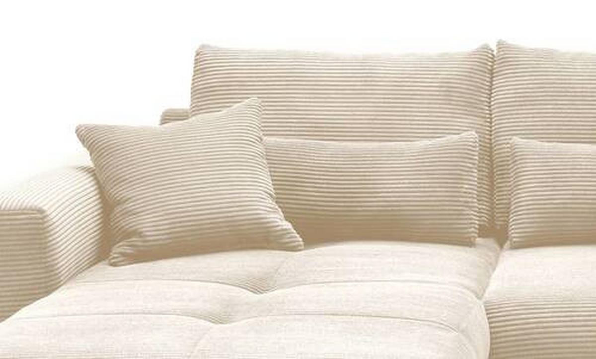 ECKSOFA in Cord Beige  - Beige/Schwarz, Modern, Holz/Textil (188/302cm) - MID.YOU