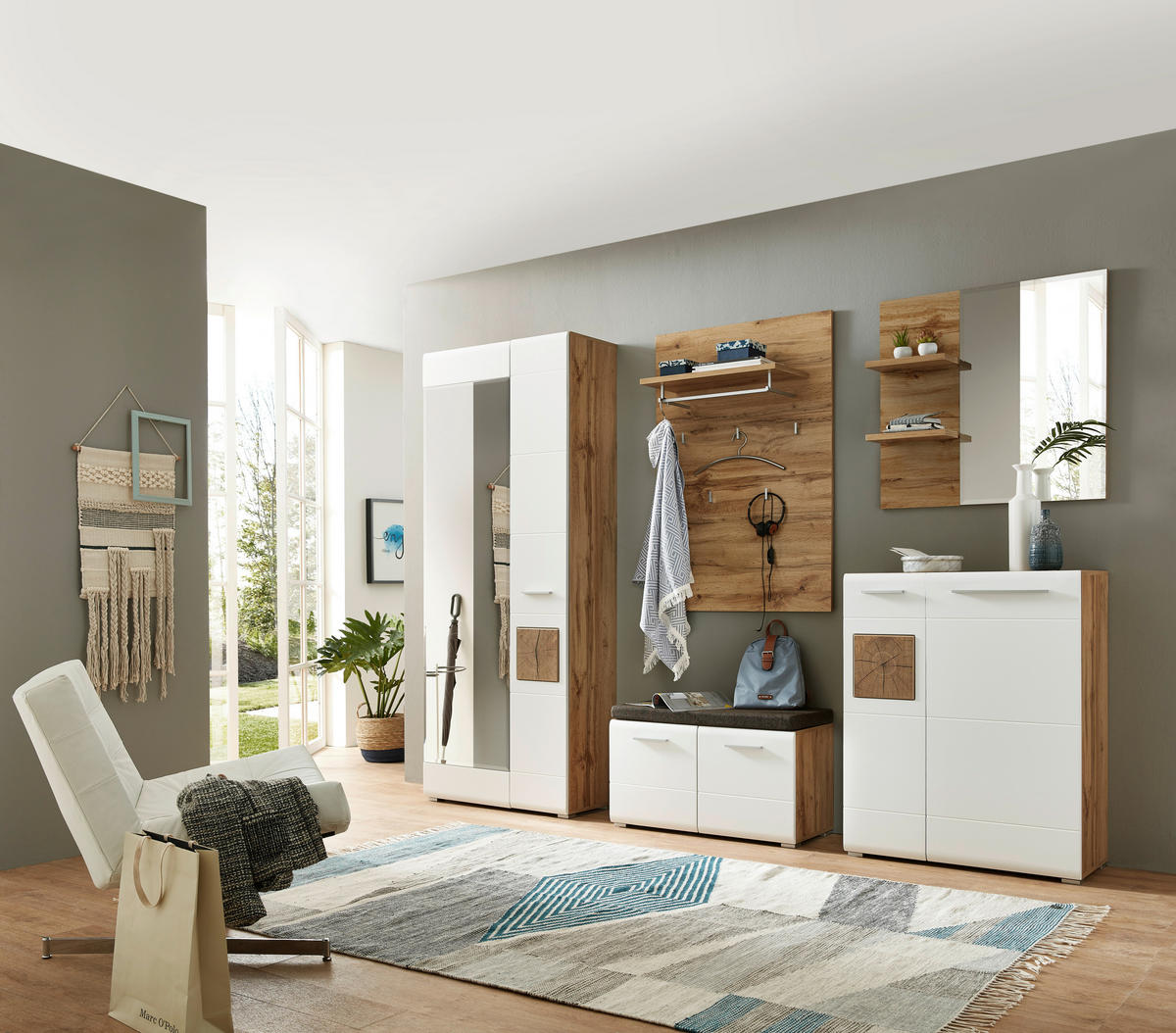 SCHUHSCHRANK  in 80/101/37 cm  - Eichefarben/Silberfarben, KONVENTIONELL, Holzwerkstoff/Kunststoff (80/101/37cm) - Voleo