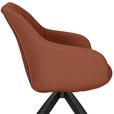 ARMLEHNSTUHL  Typenauswahl, Sitzfläche 360° drehbar, automatische Rückholfunktion  Echtleder  - Cognac/Schwarz, Design, Leder/Metall (60/83/65cm) - Landscape