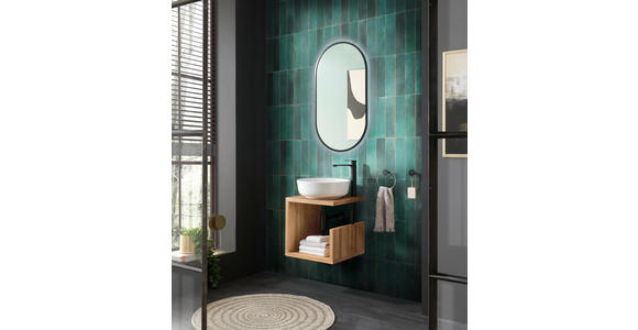 WASCHBECKENUNTERSCHRANK 45/45/47 cm  - Eichefarben/Schwarz, Natur, Holz/Metall (45/45/47cm) - Linea Natura