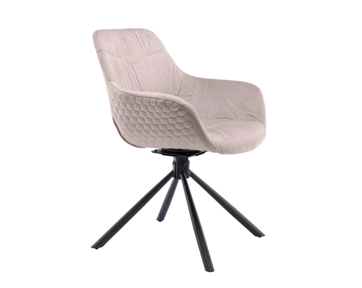 ARMLEHNSTUHL  in Samt  - Schwarz/Rosa, MODERN, Textil/Metall (64/82/63cm) - Livetastic