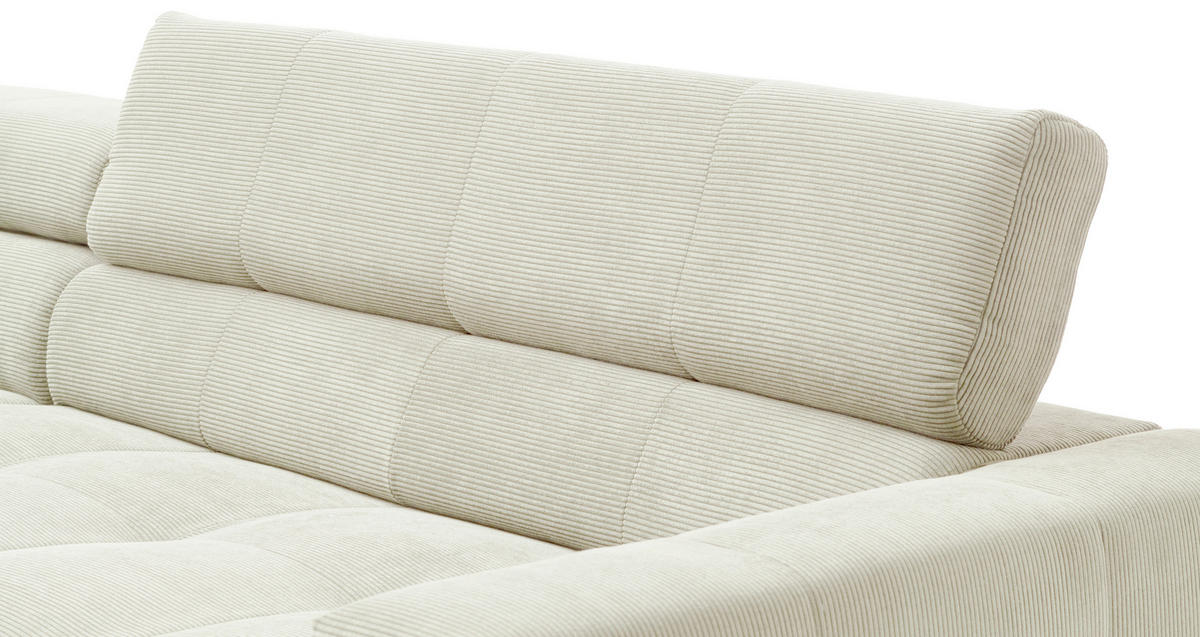 SEDEŽNA GARNITURA, rebrasti žamet bela  - črna/bela, Moderno, kovina/tekstil (308-311/219cm) - Pure Home Comfort