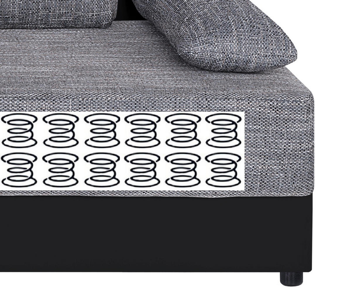 SCHLAFSOFA  mit Schlafen auf Sitzhöhe Lederlook, Webstoff Grau, Schwarz  - Schwarz/Grau, Design, Kunststoff/Textil (200/90/103cm) - P & B