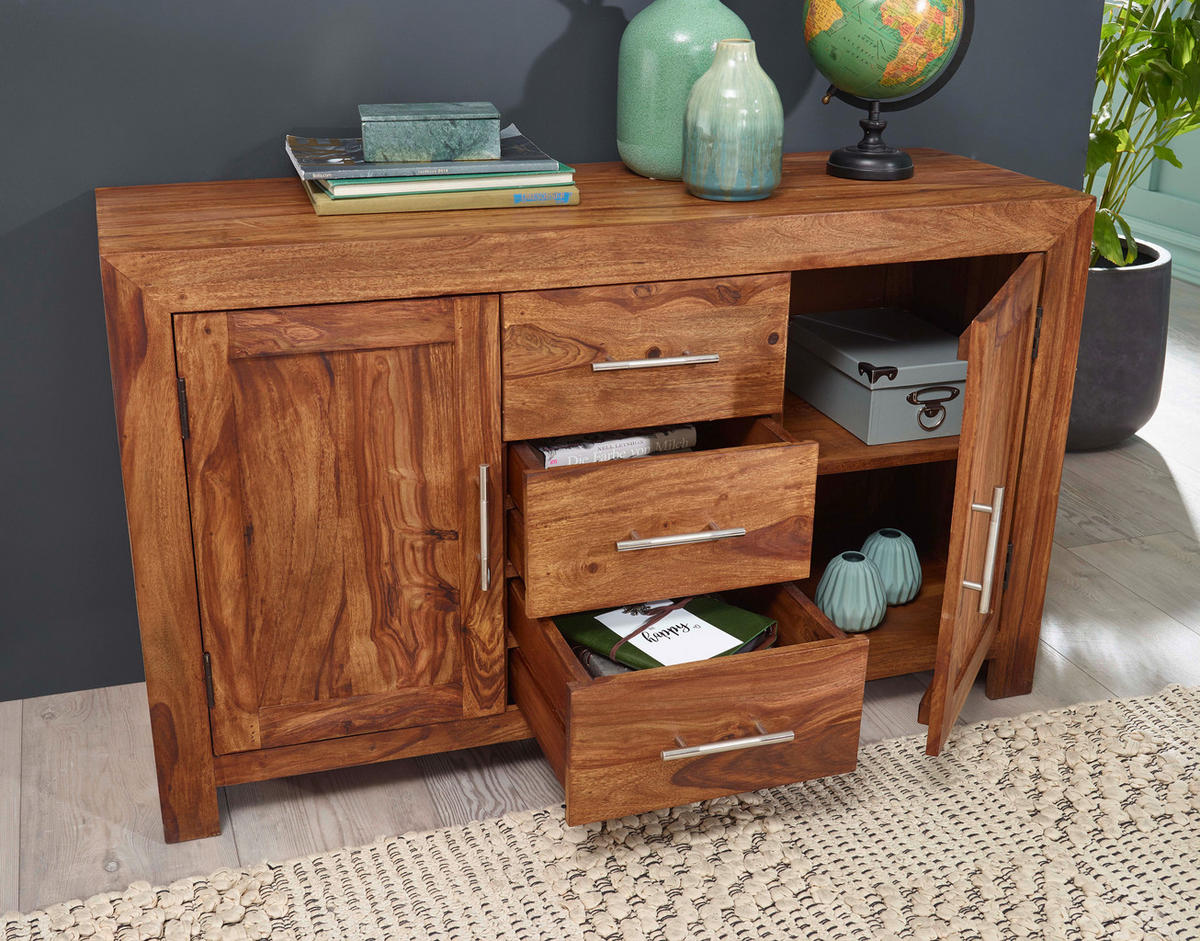 SIDEBOARD  in 118/70/40 cm  - Silberfarben/Sheeshamfarben, Design, Holz/Metall (118/70/40cm) - MID.YOU